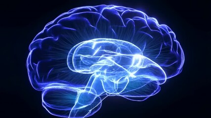 Glowing neon brain evolution: stunning visualization of neural connections in motion - Powered by Adobe