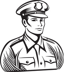 Vector illustration of a professional officer and sailor wearing a military uniform with a cap and helmet to represent various occupations like a policeman or army captain