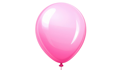 A vibrant, glossy pink balloon, rendered in a simple, cartoonish style, floats against a stark black background. It appears to be inflated and ready to celebrate