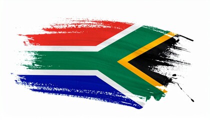 Fototapeta premium Artistic South Africa Flag with Multicolored Paint Brush Strokes and Y-Shape Design