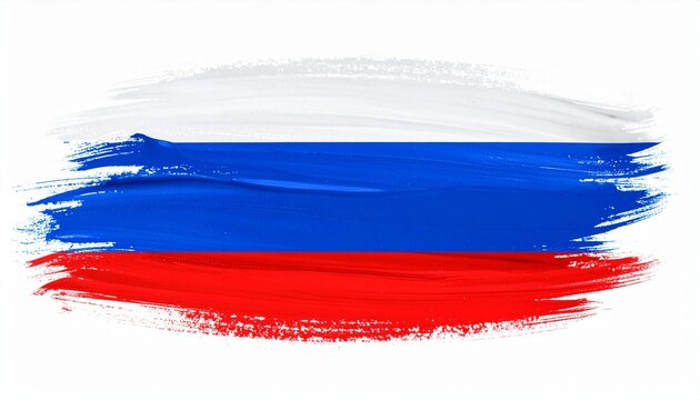 Artistic Russia Flag with White Blue and Red Paint Brush Strokes - Russian National Symbol