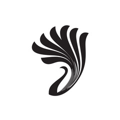 Naklejka premium Stylized abstract black graphic element curves upward on a white background