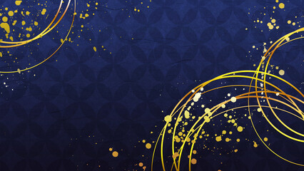 和風ラグジュアリー背景_blue