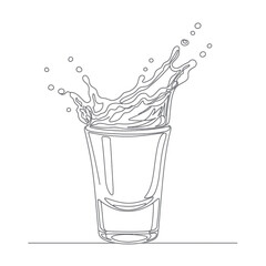 Minimalist Line Art - Water Splash in a Glass.
