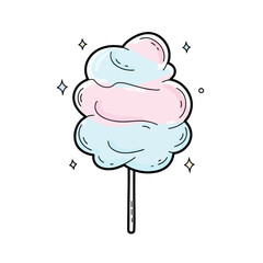 Pastel Cotton Candy Delight - A Sweet Treat Illustration.