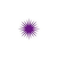 Purple Starburst Design with Sharp Points on White Background.
