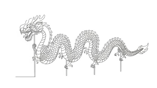 Line art of traditional chinese dragon puppet