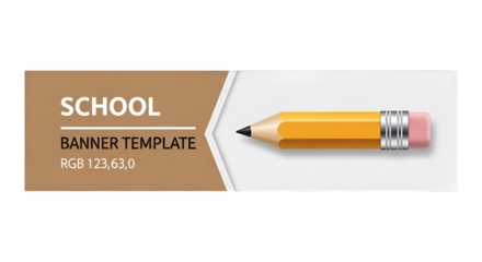 School Banner Template With Yellow Pencil And Text Keywords: school, banner, template, education