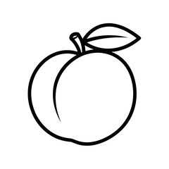 Simple Line Art Illustration of a Fresh Peach.