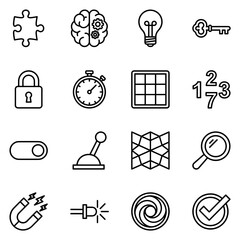 Icon Set With Lock Timer Switch Lever Magnet Light Bulb