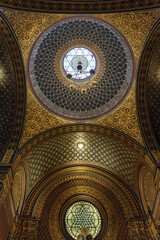 Low angle image of the dome of the Spanish Synagogue temple of Prague, Czech Republic