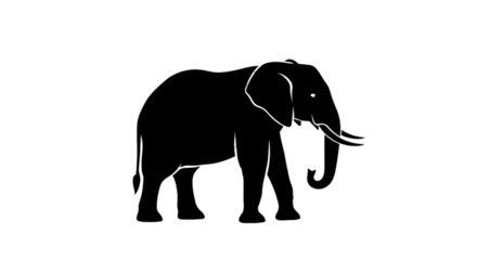 Silhouette of an Elephant with Outline Detail animal