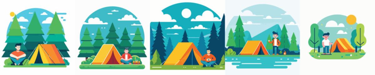Vector Illustration of a Man Camping Outdoor Vibes