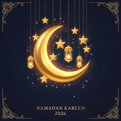 Ramadan Kareem 2026 Hanging Lantern & Moon Design