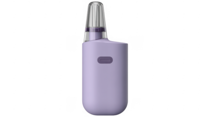 Purple electronic device with clear tip on black vape isolated on a transparent background