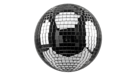 Silver disco ball reflecting light mirror ball party