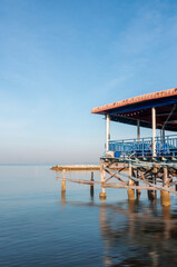 Blue sky color with clouds background photo