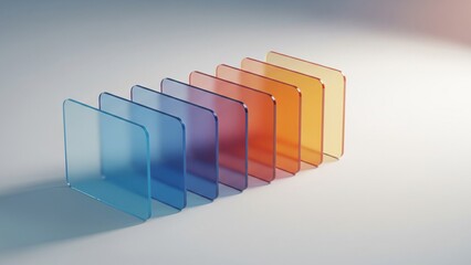 Modern Glassmorphism Concept with Transparent Acrylic Sheets in Gradient Colors