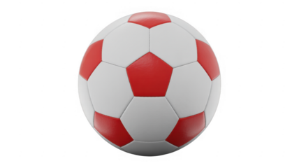 Red and white soccer ball football isolated on a transparent background