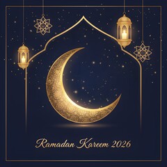 Ramadan Kareem 2026 Crescent Moon Archway Design