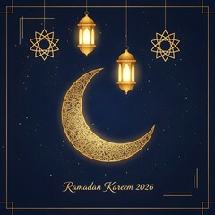 Ramadan Kareem 2026 Ornamental Gold Crescent