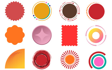 Vector illustration collection featuring a set of colorful easter  with vintage label badges and round sticker icons in a decorative frame template