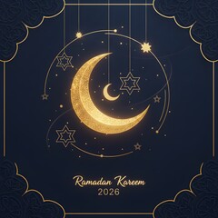 Ramadan Kareem 2026 Circular Crescent Moon Islamic Design