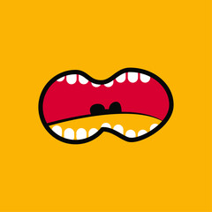 illustration of mouth with tongue, Open Mouth Illustration