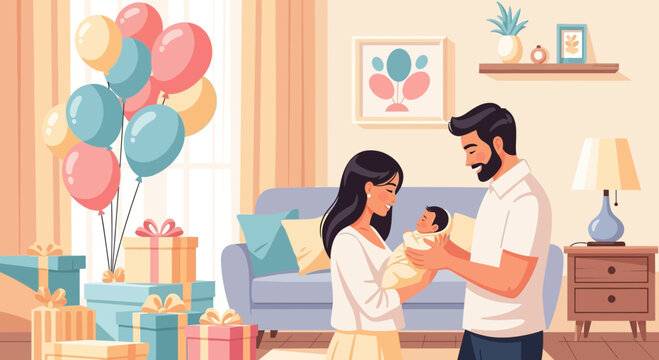 Celebrating New Life A Familys Joyful Moment with Newborn.