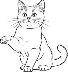 Outline vector drawing of a cat for coloring book with black line art