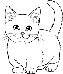Outline vector drawing of a cat for coloring book with black line art