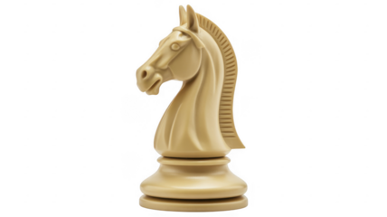 White chess knight piece horse isolated on a transparent background