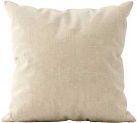 Obraz premium A cream-colored square pillow with a textured fabric on a black background