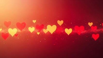 Heartfelt moments on a red background with yellow and red hearts