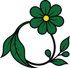 Floral Letter C with Green Leaves Decorative Botanical Alphabet Vector Illustration for Logo, Branding, Monogram, and Nature Design