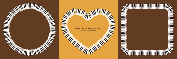 Vector illustration data of retro piano keyboard design: Frame material set © halmio