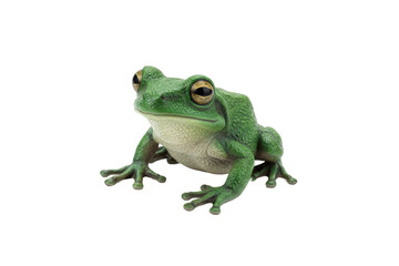 Fototapeta premium A solitary vibrant green frog with detailed textures and captivating gaze against a simple backdrop