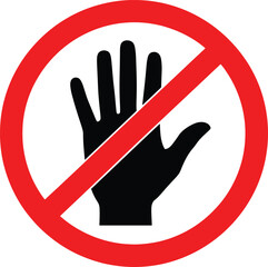 Stop Hand Prohibition Sign with Red Circle Warning Symbol Flat Vector Illustration for Restricted Access and Safety Design