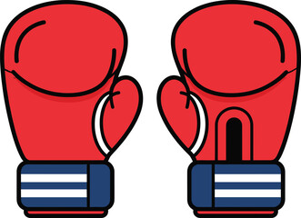 Red Boxing Gloves Flat Vector Illustration for Boxing, Sports Training, Fitness, Martial Arts, and Competition Design