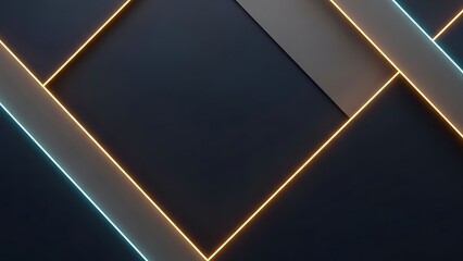 Abstract Geometric Background with Neon Light Lines image photo