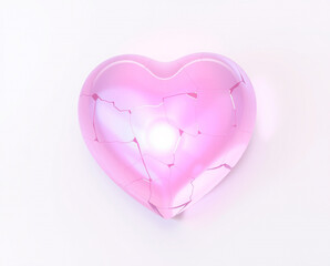 pink heart in glass