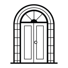 Architectural Door Types Outline Vector Icon for Entrance Design Elements