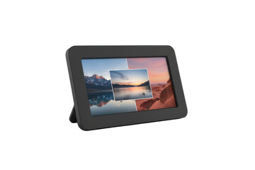 Fototapeta premium Digital picture frame showcasing layered scenic landscape compositions for visual appeal