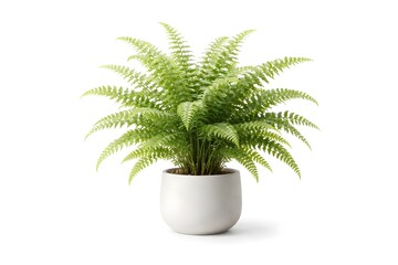 Obraz premium Minimalist Potted Fern Plant Isolated on White Background