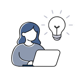 Woman working on laptop getting a new idea