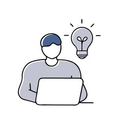 Person working on laptop having new idea