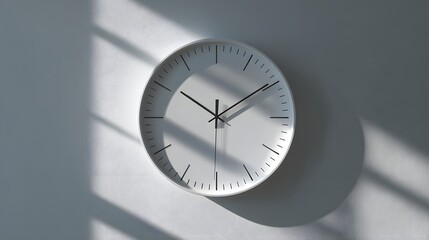 Minimalist White Wall Clock with Artistic Window Shadow Aesthetic Decor