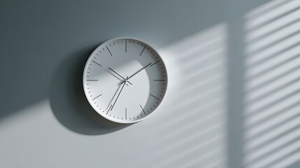 Minimalist White Wall Clock with Artistic Window Shadow Aesthetic Decor