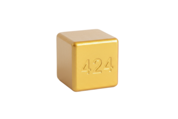 Golden Cube with Number 424 Representing a Mathematical Concept with a Visual Impact