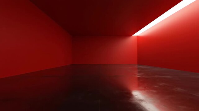 Abstract red interior space with light and reflections